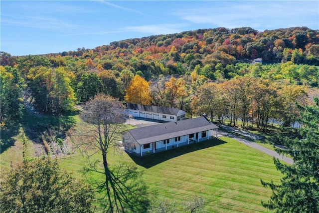 drone / aerial view with a rural view