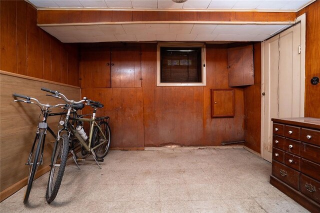 interior space with wood walls