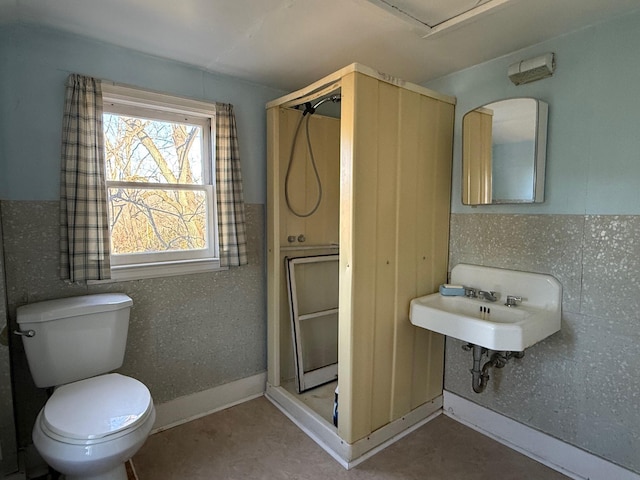 79 Powder House Rd, Amenia, NY 12501 - bathroom featuring a sink, toilet, a shower, and tile walls