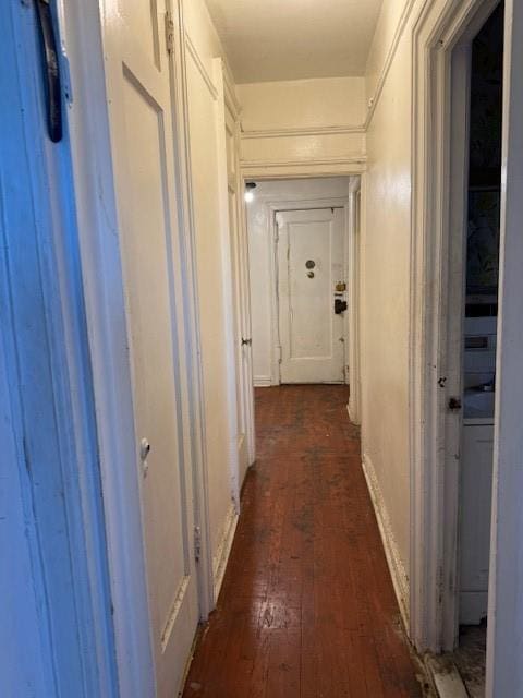 hallway featuring dark hardwood / wood-style flooring