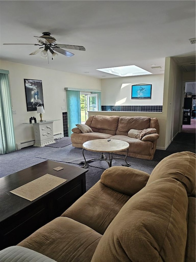 living room with ceiling fan