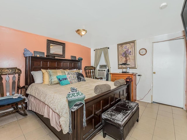 tiled bedroom with cooling unit