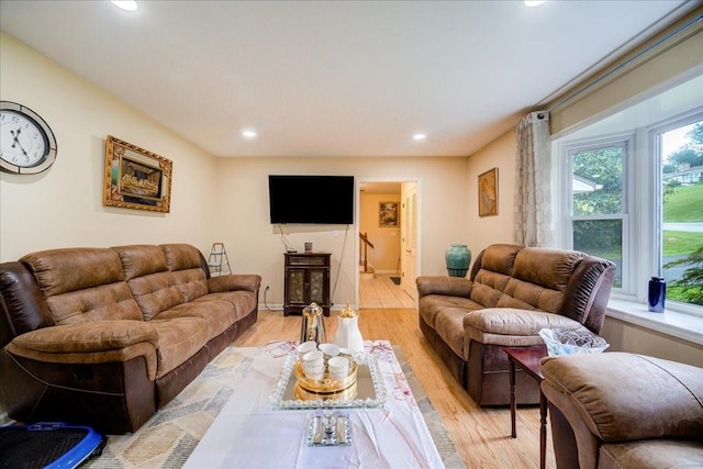 living room featuring light hardwood / wood-style flooring