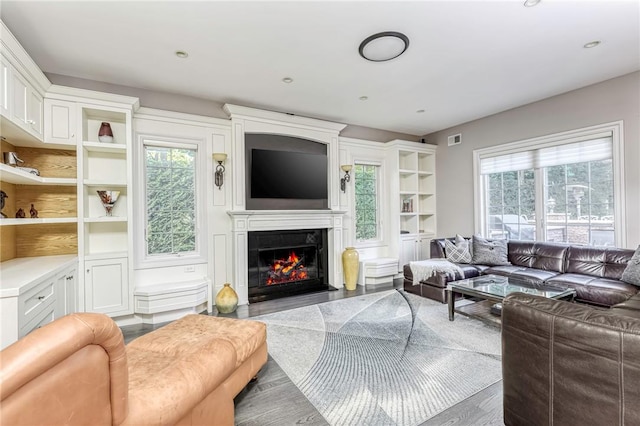 living room with hardwood / wood-style flooring