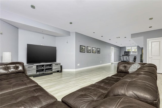 living room with hardwood / wood-style floors