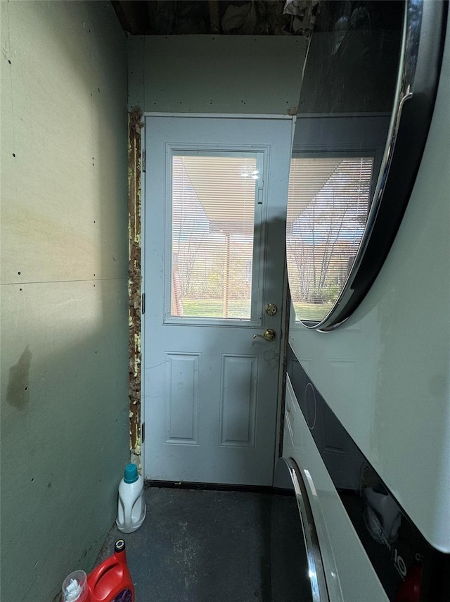 entryway with concrete floors