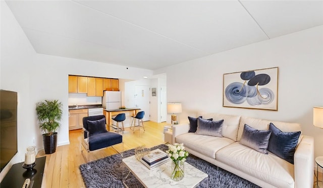 living room with light hardwood / wood-style floors