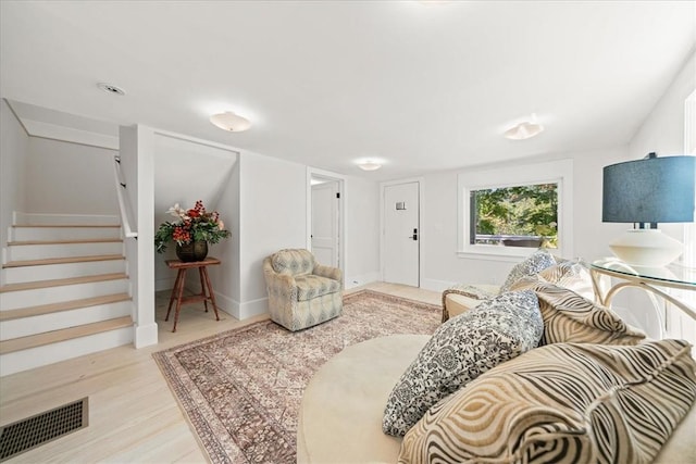 living room featuring light wood-type flooring