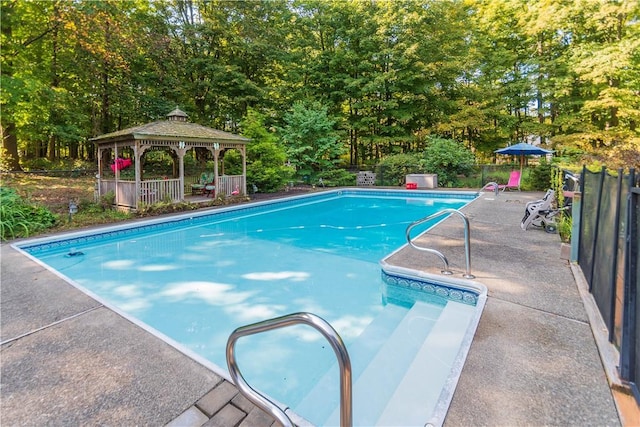 36 Boulder Dr, Cornwall, NY 12553 - outdoor pool featuring a gazebo, a patio, and view of scattered trees