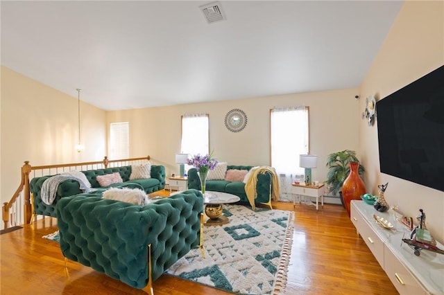 living room featuring light hardwood / wood-style floors