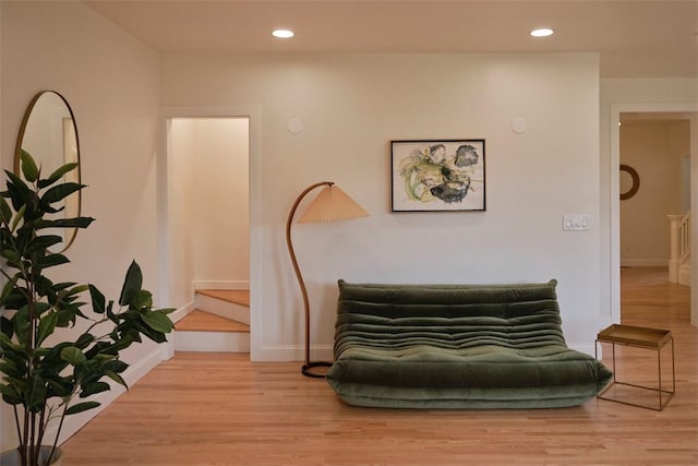 living area with light wood-type flooring