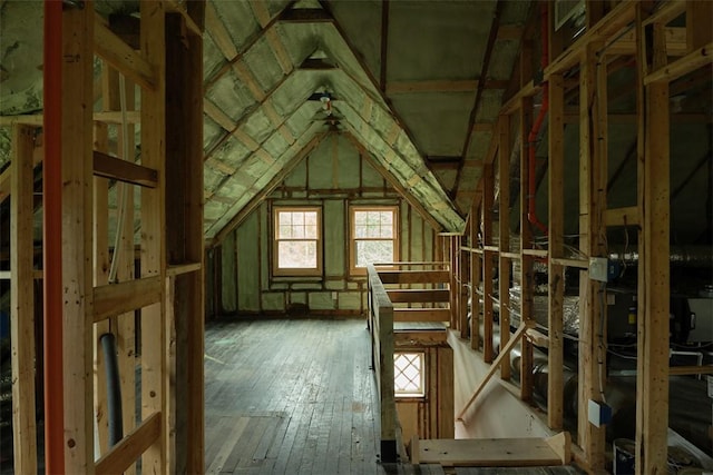 view of unfinished attic