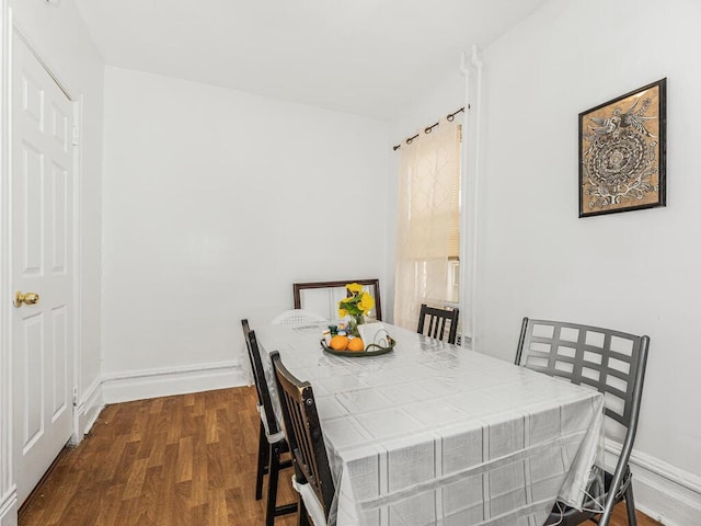 dining space featuring wood-type flooring