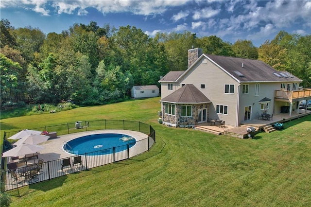 75 Monahan Rd, Port Jervis, NY 12771 - back of house with a wooden deck and a chimney