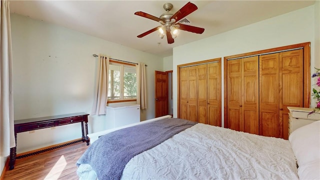 75 Monahan Rd, Port Jervis, NY 12771 - bedroom featuring wood finished floors, multiple closets, ceiling fan, and baseboards
