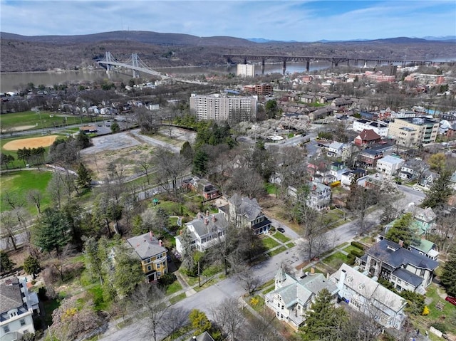 aerial view featuring a mountain view