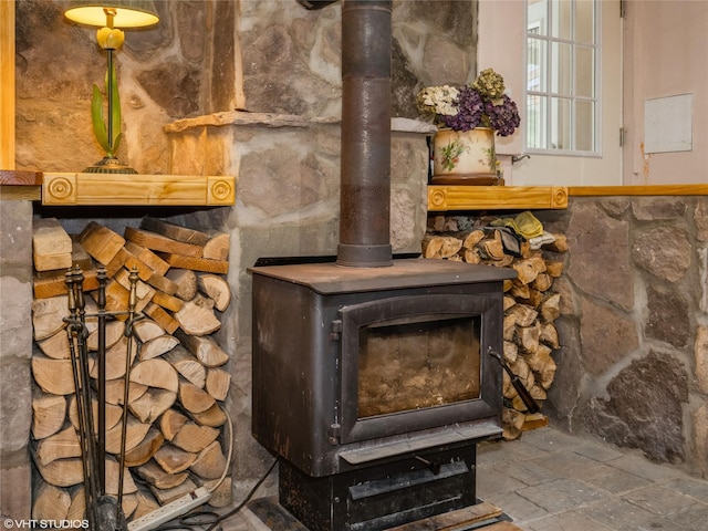 detailed view of a wood stove