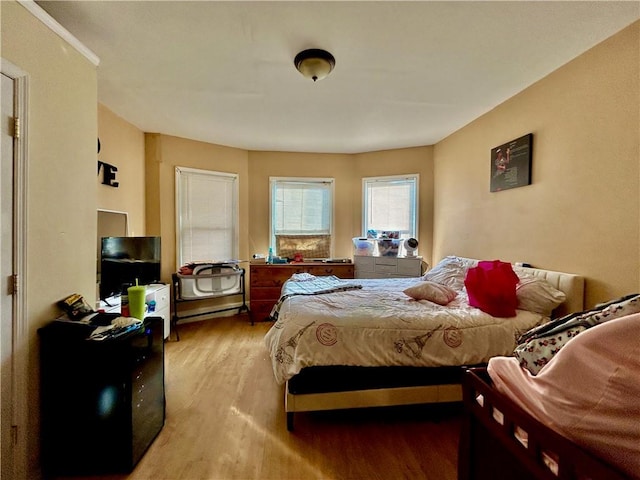 bedroom with hardwood / wood-style flooring