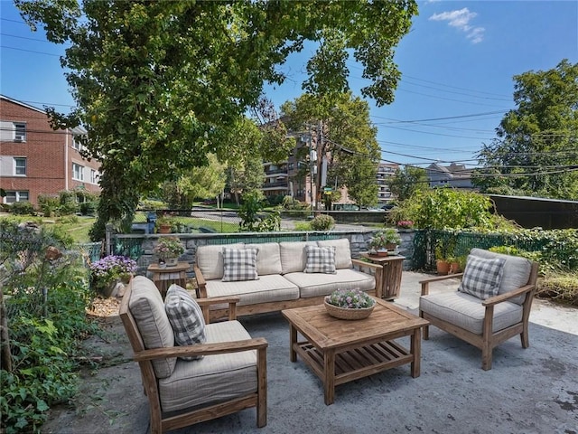 view of patio / terrace featuring an outdoor living space