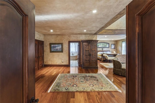 interior space with light hardwood / wood-style floors