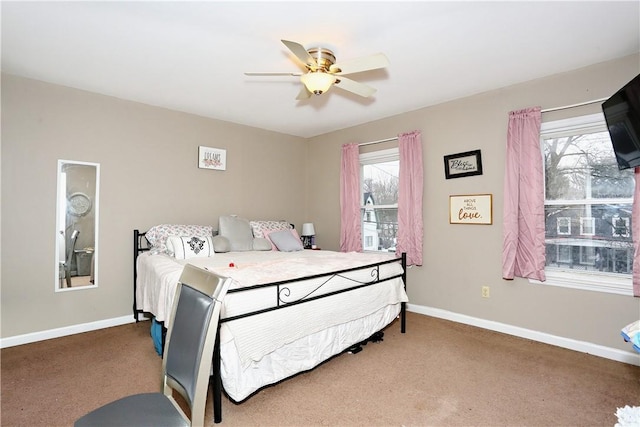 bedroom featuring carpet and ceiling fan