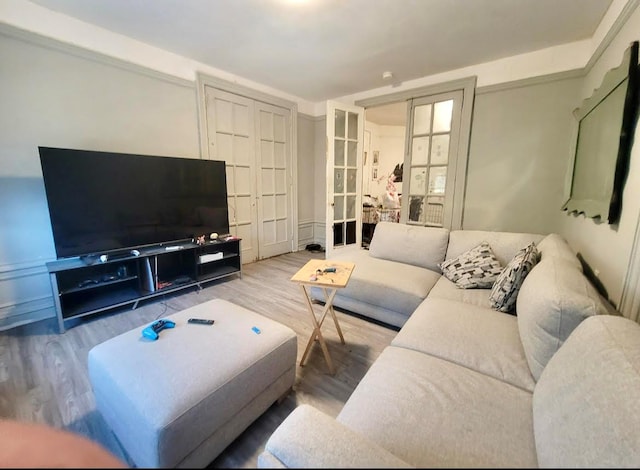 living room featuring wood-type flooring