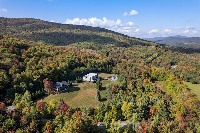 birds eye view of property featuring a mountain view