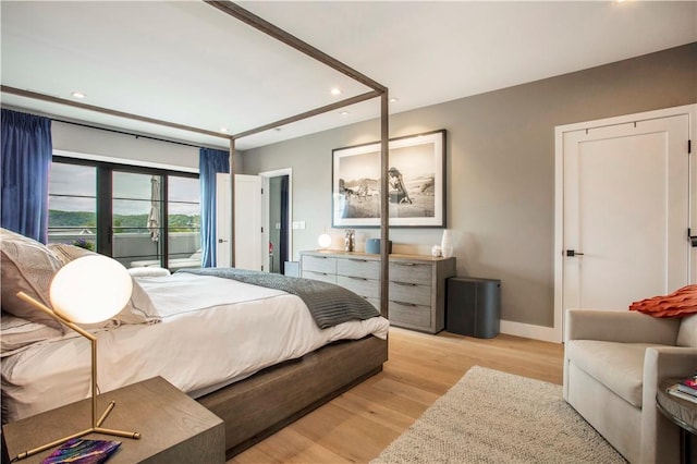 bedroom featuring light hardwood / wood-style flooring