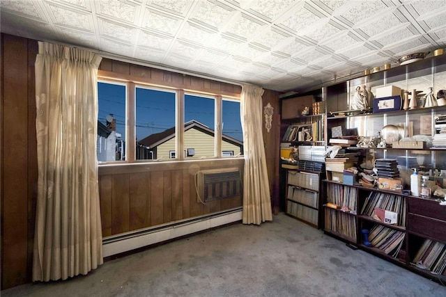 storage featuring a baseboard radiator