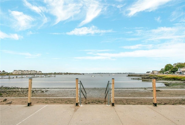 exterior space featuring a water view