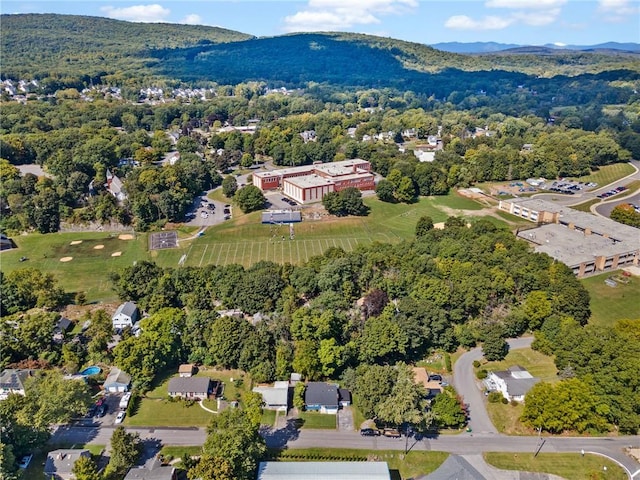 bird's eye view with a mountain view