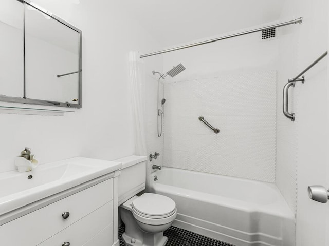 1200 Midland Ave Unit 10F, Bronxville, NY 10708 - bathroom with tub / shower combination, toilet, tile patterned flooring, and vanity