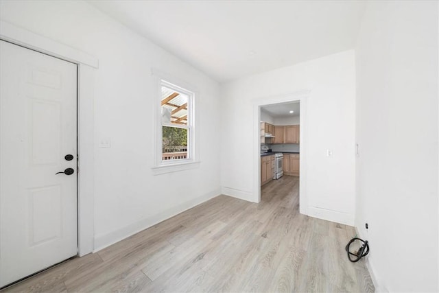 foyer entrance with light wood-type flooring