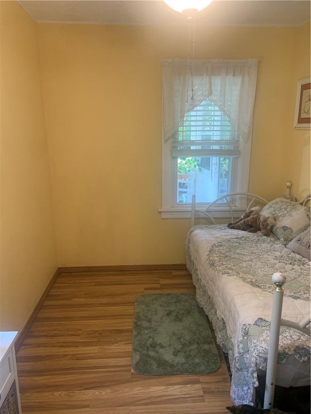 bedroom with wood-type flooring