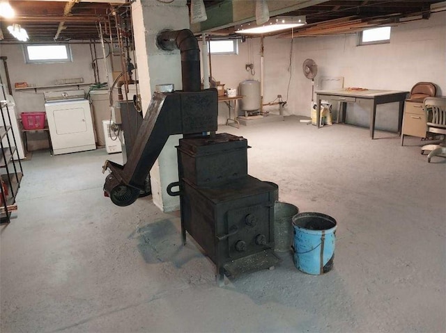 basement featuring washer and dryer