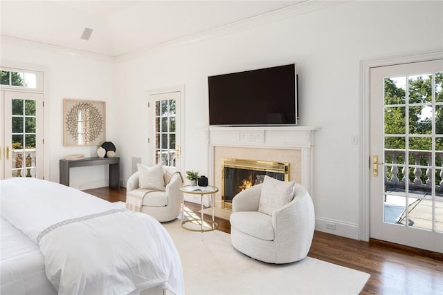 778 Sleepy Hollow Rd, Briarcliff Manor, NY 10510 - bedroom with access to exterior, wood finished floors, multiple windows, and a high end fireplace