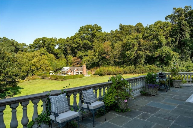 778 Sleepy Hollow Rd, Briarcliff Manor, NY 10510 - view of patio featuring a wooded view