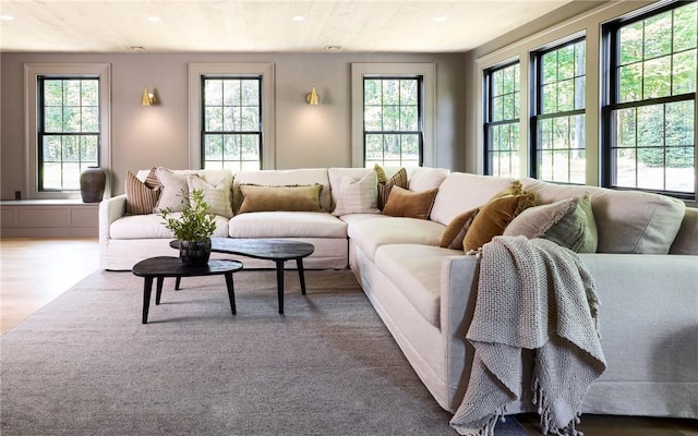 living room featuring plenty of natural light