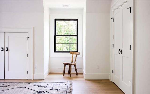 entryway with light wood-type flooring