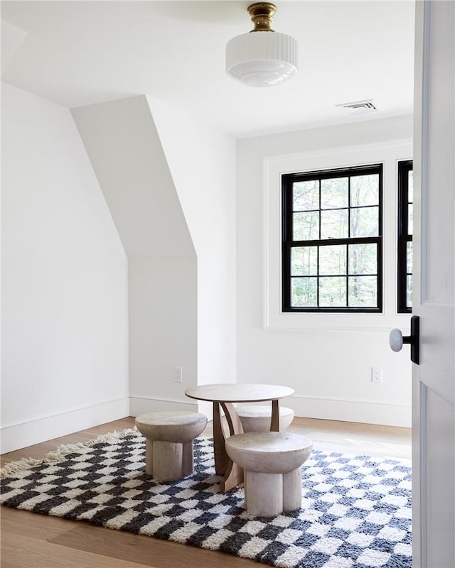 bathroom with wood-type flooring