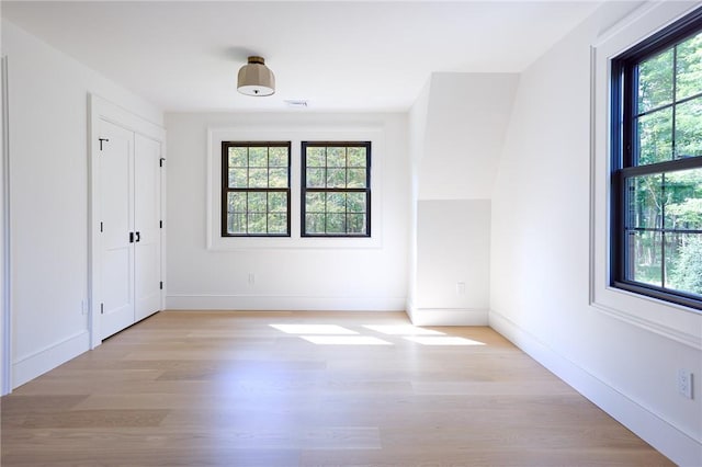 empty room featuring plenty of natural light and light wood-type flooring