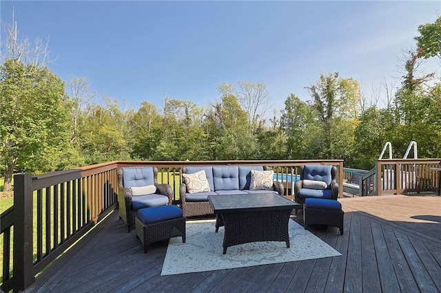 deck featuring an outdoor living space