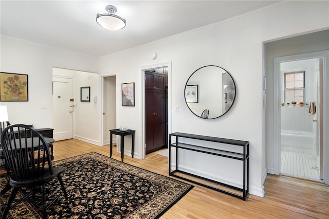 entryway with light hardwood / wood-style flooring