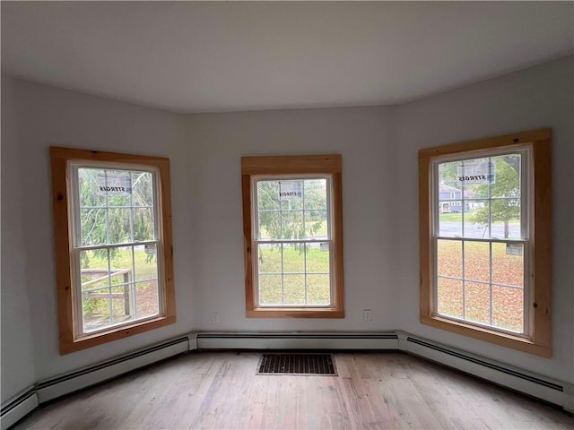 spare room with wood-type flooring and a wealth of natural light