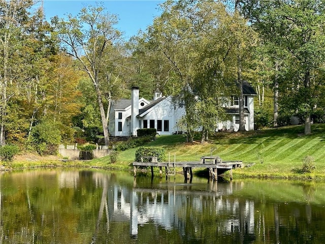 exterior space featuring a water view