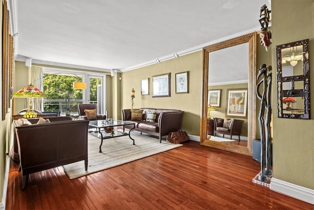 2575 Palisade Ave Unit 2G, Bronx, NY 10463 - living room with ornamental molding, wood finished floors, and baseboards