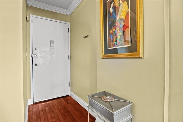 2575 Palisade Ave Unit 2G, Bronx, NY 10463 - doorway with ornamental molding, wood finished floors, and baseboards