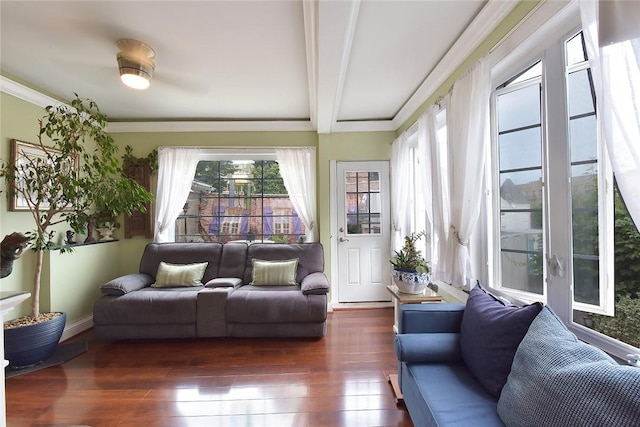 sunroom / solarium with beam ceiling