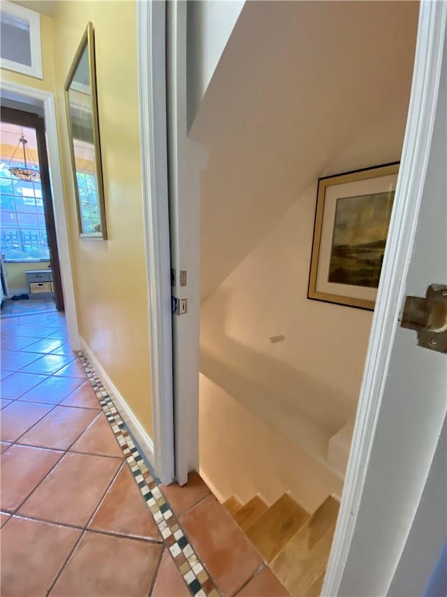 bathroom with tile patterned floors