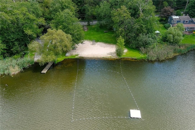 bird's eye view featuring a water view